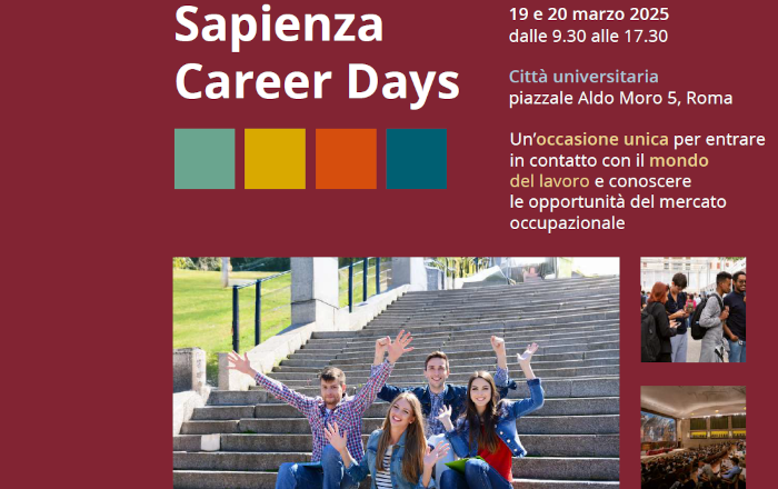 Sapienza Career Days 2025 - 19, 20 marzo 2025 9.30-17.30 Città universitaria